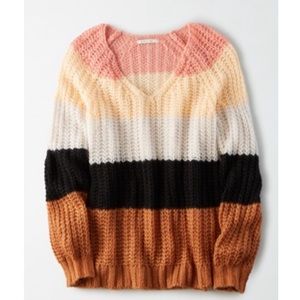 American Eagle Striped Oversized Sweater